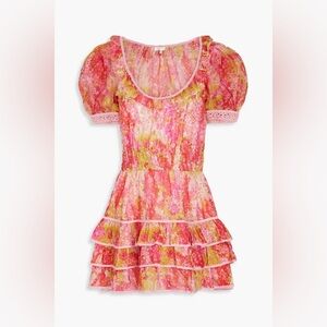 LoveShackFancy Pink and Green Floral Dress